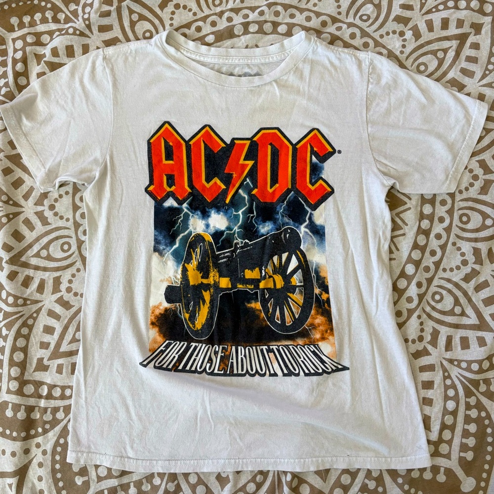 AC/DC White Rock and Roll Band Graphic Tee